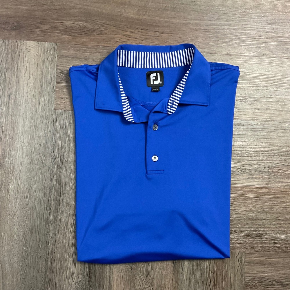 FootJoy Performance Golf Polo Shirt Mens XXL Royal Blue Preppy Sporty Tennis